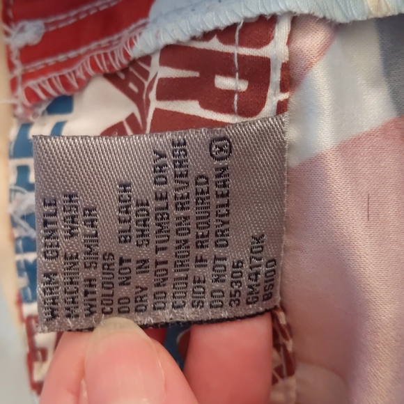 Golden Breed Men Board Shorts Size 92 Blue Red Hawaiian Print Pocket Hook & Loop - Picture 11 of 11